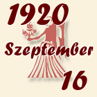 Szűz, 1920. Szeptember 16