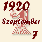 Szűz, 1920. Szeptember 7