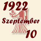 Szűz, 1922. Szeptember 10