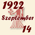 Szűz, 1922. Szeptember 14
