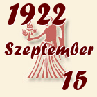 Szűz, 1922. Szeptember 15