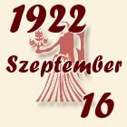 Szűz, 1922. Szeptember 16