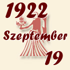 Szűz, 1922. Szeptember 19