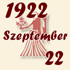Szűz, 1922. Szeptember 22