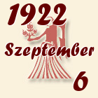 Szűz, 1922. Szeptember 6