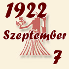 Szűz, 1922. Szeptember 7