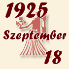 Szűz, 1925. Szeptember 18