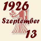 Szűz, 1926. Szeptember 13