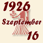 Szűz, 1926. Szeptember 16