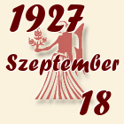 Szűz, 1927. Szeptember 18