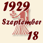 Szűz, 1929. Szeptember 18