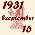 Szűz, 1931. Szeptember 16