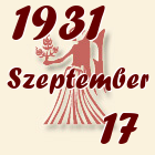 Szűz, 1931. Szeptember 17
