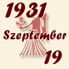Szűz, 1931. Szeptember 19