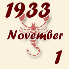 Skorpió, 1933. November 1