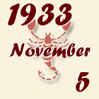 Skorpió, 1933. November 5