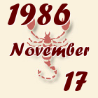 Skorpió, 1986. November 17