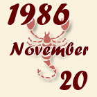 Skorpió, 1986. November 20