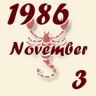 Skorpió, 1986. November 3