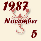 Skorpió, 1987. November 5