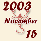 Skorpió, 2003. November 15