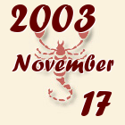 Skorpió, 2003. November 17