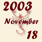 Skorpió, 2003. November 18