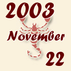 Skorpió, 2003. November 22