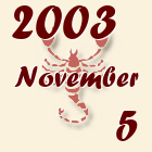 Skorpió, 2003. November 5