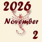 Skorpió, 2026. November 2