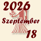 Szűz, 2026. Szeptember 18